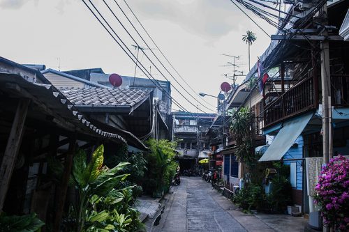 As much as I love this photo, it shows the limits of shooting in JPEG. (See the sky?) Often, down this kind of alley, you will find laundry shops. Taken in Bangkok on Dec. 4, 2015.