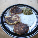 Plated zucchini fritters